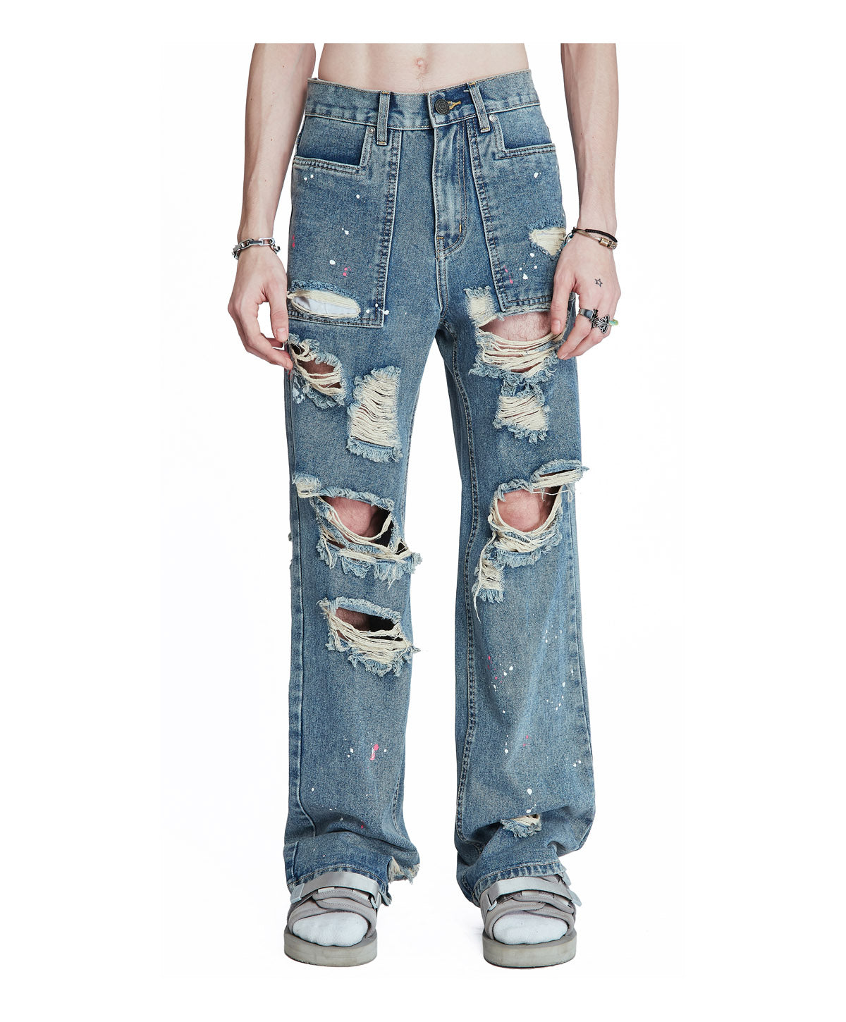 OFFONOFF RIPPED JEANS